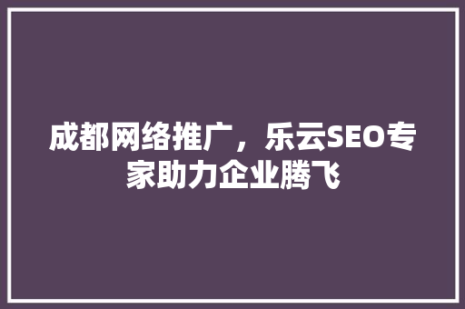 成都网络推广，乐云SEO专家助力企业腾飞