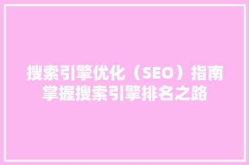 搜索引擎优化（SEO）指南掌握搜索引擎排名之路