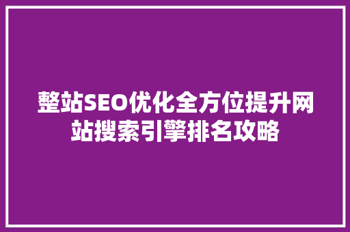 整站SEO优化全方位提升网站搜索引擎排名攻略