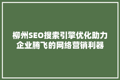 柳州SEO搜索引擎优化助力企业腾飞的网络营销利器
