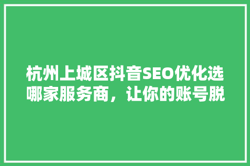 杭州上城区抖音SEO优化选哪家服务商，让你的账号脱颖而出