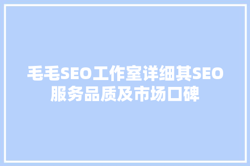 毛毛SEO工作室详细其SEO服务品质及市场口碑