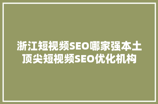 浙江短视频SEO哪家强本土顶尖短视频SEO优化机构