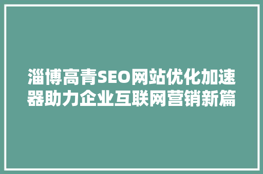 淄博高青SEO网站优化加速器助力企业互联网营销新篇章