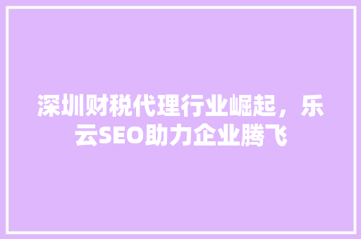 深圳财税代理行业崛起，乐云SEO助力企业腾飞