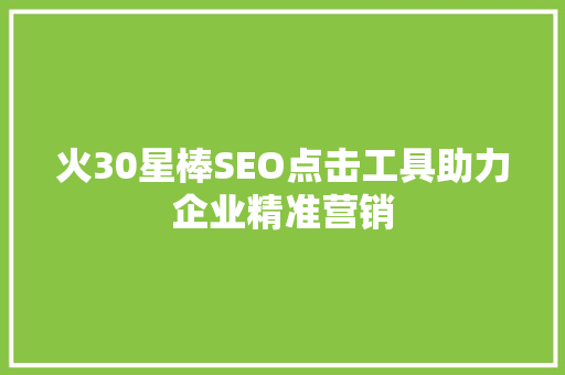 火30星棒SEO点击工具助力企业精准营销