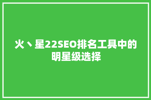 火丶星22SEO排名工具中的明星级选择