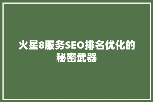 火星8服务SEO排名优化的秘密武器