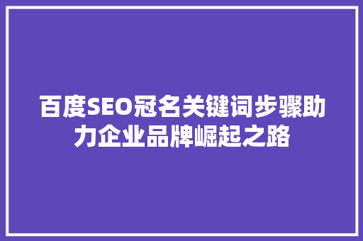 百度SEO冠名关键词步骤助力企业品牌崛起之路