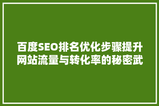 百度SEO排名优化步骤提升网站流量与转化率的秘密武器