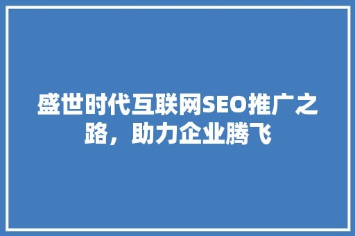盛世时代互联网SEO推广之路，助力企业腾飞