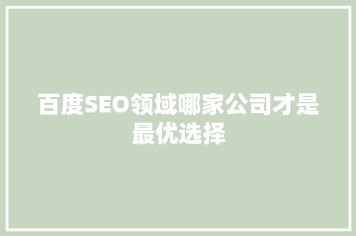 百度SEO领域哪家公司才是最优选择