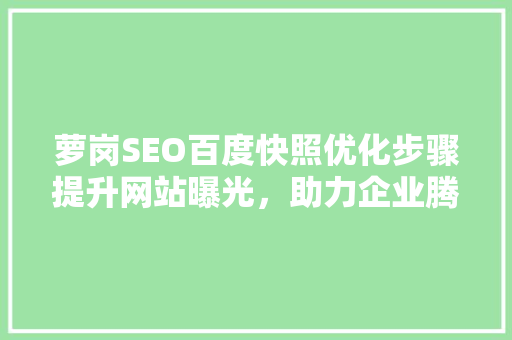 萝岗SEO百度快照优化步骤提升网站曝光，助力企业腾飞