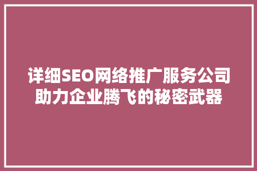 详细SEO网络推广服务公司助力企业腾飞的秘密武器