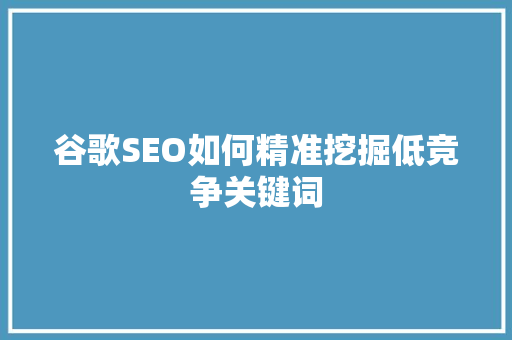 谷歌SEO如何精准挖掘低竞争关键词