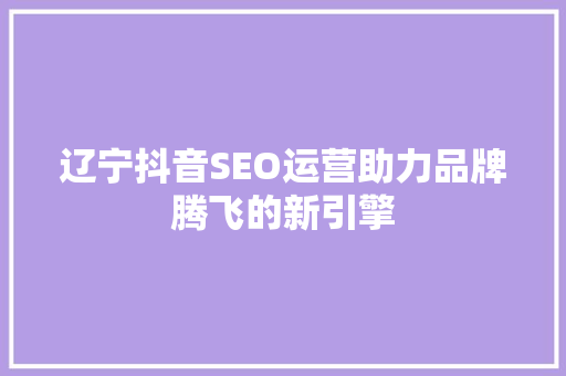 辽宁抖音SEO运营助力品牌腾飞的新引擎