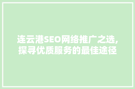 连云港SEO网络推广之选,探寻优质服务的最佳途径