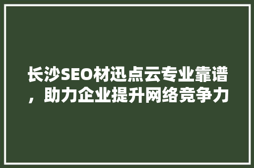 长沙SEO材迅点云专业靠谱，助力企业提升网络竞争力
