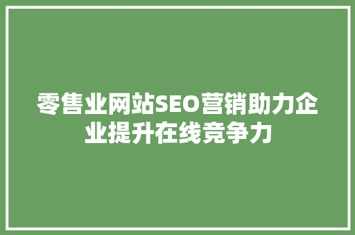 零售业网站SEO营销助力企业提升在线竞争力