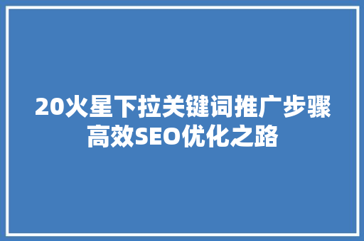 20火星下拉关键词推广步骤高效SEO优化之路