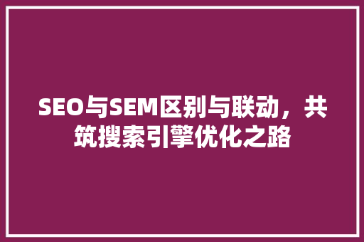 SEO与SEM区别与联动，共筑搜索引擎优化之路
