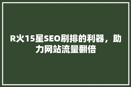 R火15星SEO刷排的利器，助力网站流量翻倍