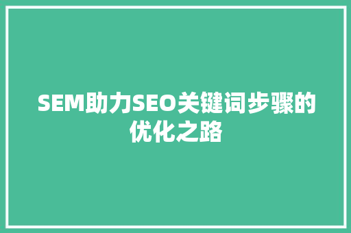 SEM助力SEO关键词步骤的优化之路