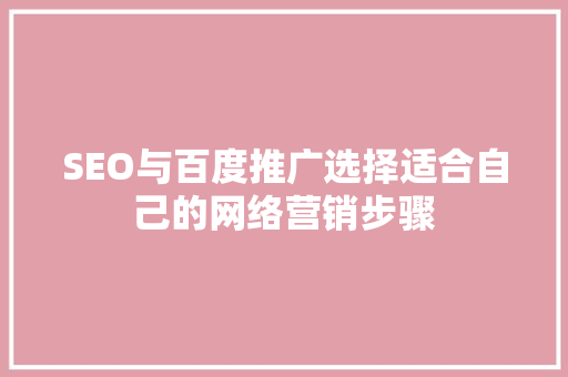 SEO与百度推广选择适合自己的网络营销步骤