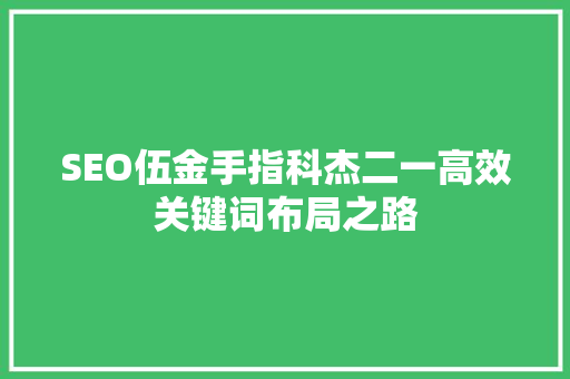 SEO伍金手指科杰二一高效关键词布局之路