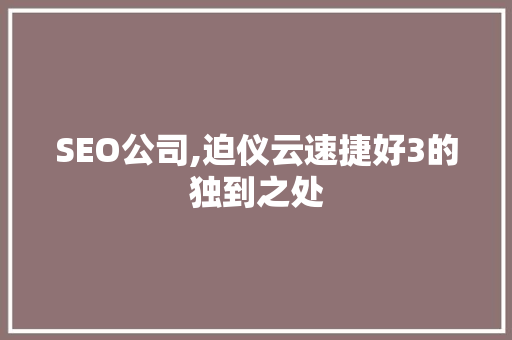 SEO公司,迫仪云速捷好3的独到之处