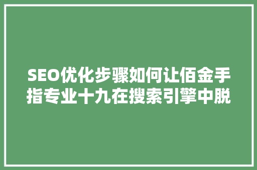 SEO优化步骤如何让佰金手指专业十九在搜索引擎中脱颖而出