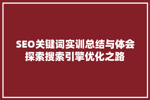 SEO关键词实训总结与体会探索搜索引擎优化之路