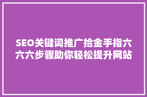 SEO关键词推广拾金手指六六六步骤助你轻松提升网站排名