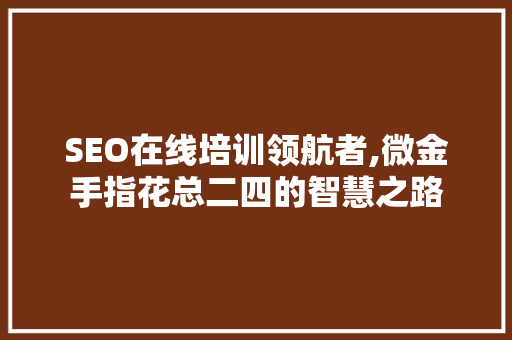 SEO在线培训领航者,微金手指花总二四的智慧之路