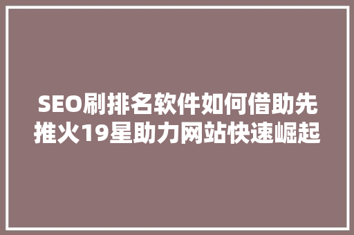 SEO刷排名软件如何借助先推火19星助力网站快速崛起