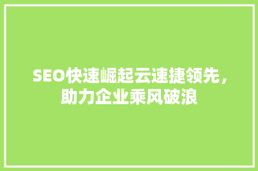 SEO快速崛起云速捷领先，助力企业乘风破浪
