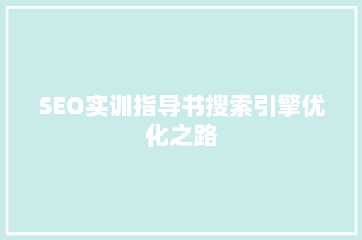 SEO实训指导书搜索引擎优化之路