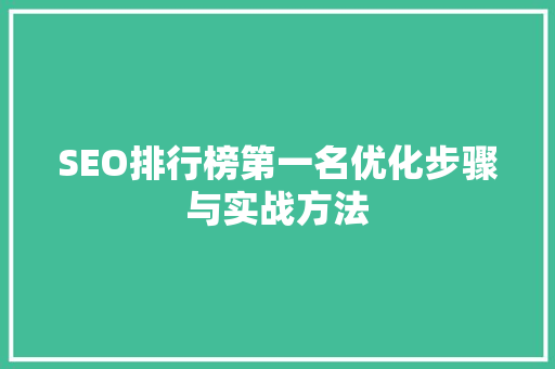 SEO排行榜第一名优化步骤与实战方法