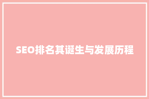 SEO排名其诞生与发展历程