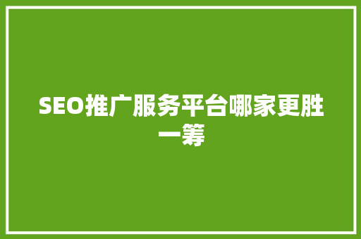 SEO推广服务平台哪家更胜一筹