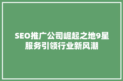 SEO推广公司崛起之地9星服务引领行业新风潮
