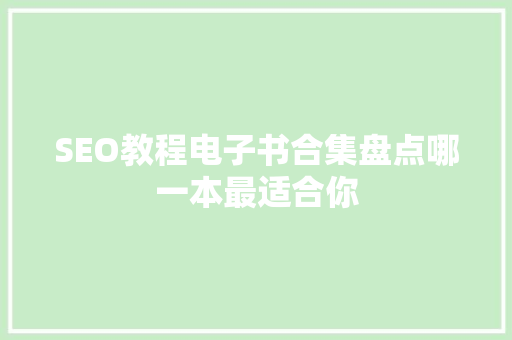 SEO教程电子书合集盘点哪一本最适合你