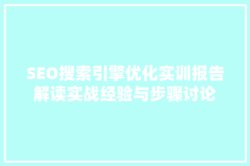 SEO搜索引擎优化实训报告解读实战经验与步骤讨论
