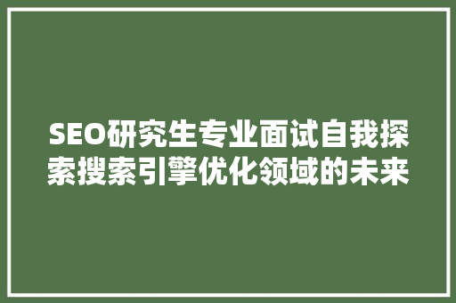 SEO研究生专业面试自我探索搜索引擎优化领域的未来之路
