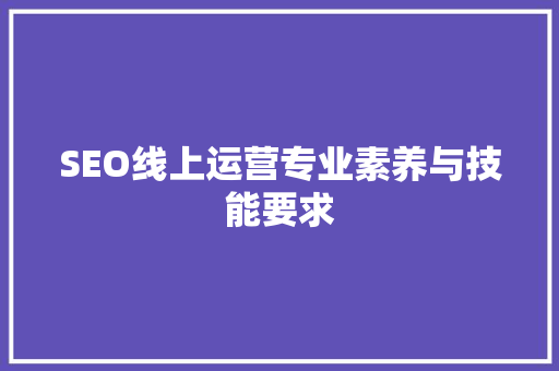 SEO线上运营专业素养与技能要求