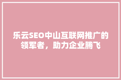 乐云SEO中山互联网推广的领军者，助力企业腾飞