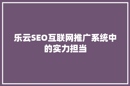 乐云SEO互联网推广系统中的实力担当