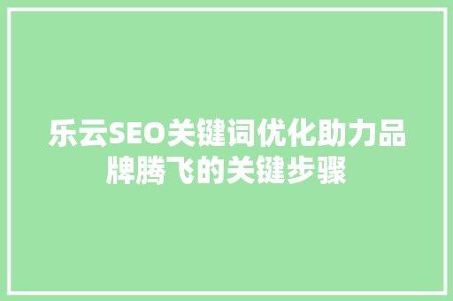 乐云SEO关键词优化助力品牌腾飞的关键步骤