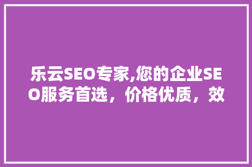 乐云SEO专家,您的企业SEO服务首选，价格优质，效果卓越
