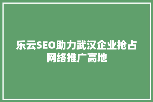 乐云SEO助力武汉企业抢占网络推广高地